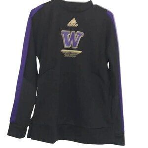 Adidas Washington Huskies Mens Crewneck Sweatshirt S Black & Purple Athletic Fit